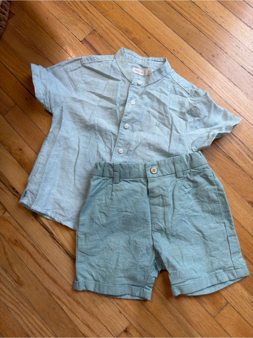 Mayoral Light Aqua/ Green Linen-Blend